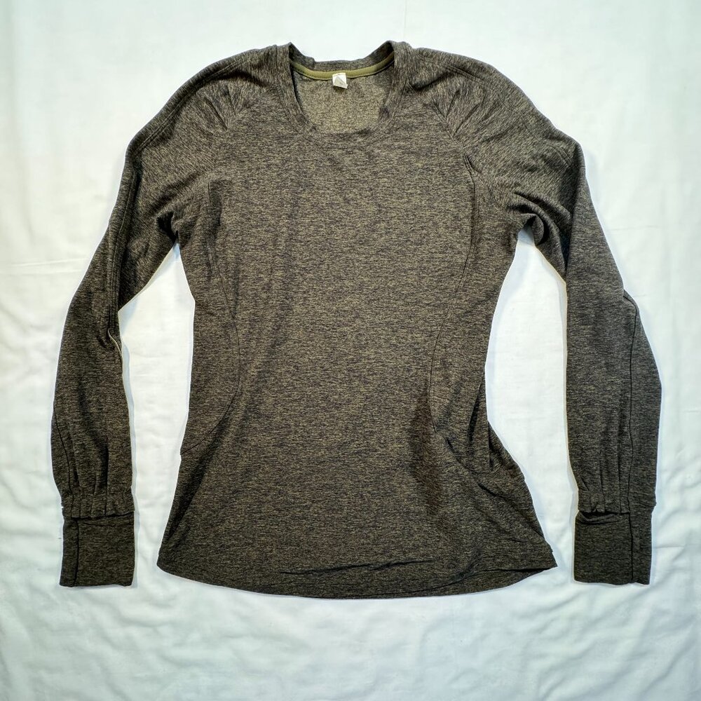 Lululemon Athletica Extra Mile Top Womens 6 Heathered Green Long Sleeve Outdoors